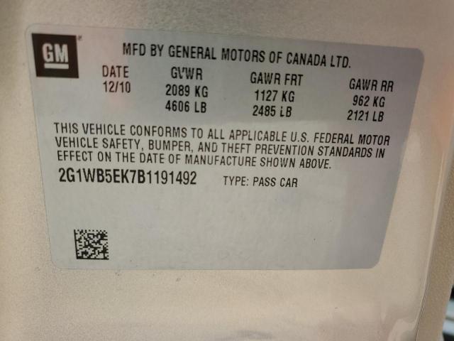 2G1WB5EK7B1191492 - 2011 CHEVROLET IMPALA LT Bej foto 12