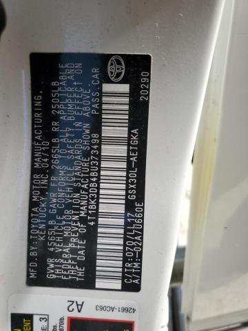 4T1BK3DB4BU373498 - 2011 TOYOTA AVALON BASE 白色 照片 12