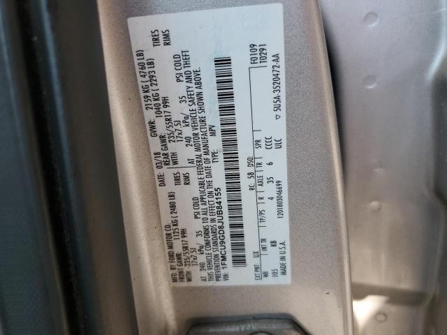 1FMCU9GD8JUB84155 - 2018 FORD ESCAPE SE 银色 照片 13