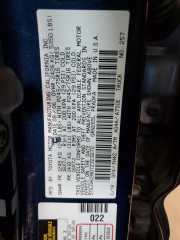 5TEJU62N07Z323270 - 2007 TOYOTA TACOMA DOUBLE CAB PRERUNNER BLUE photo 12