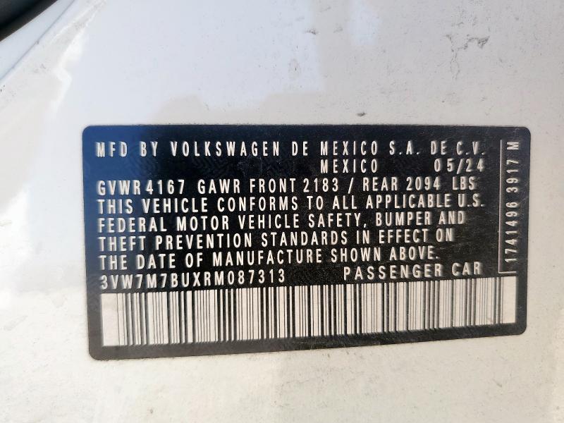 3VW7M7BUXRM087313 - 2024 VOLKSWAGEN JETTA SE WHITE photo 12