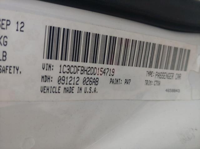 1C3CDFBH2DD154719 - 2013 DODGE DART SXT WHITE photo 10