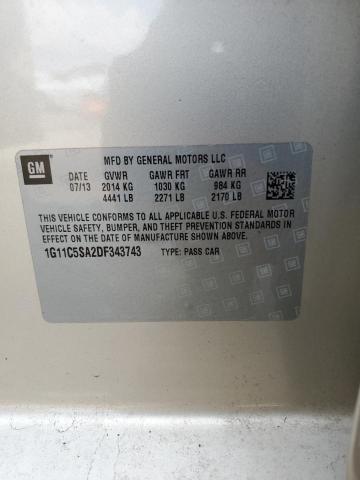 1G11C5SA2DF343743 - 2013 CHEVROLET MALIBU 1LT 银色 照片 12