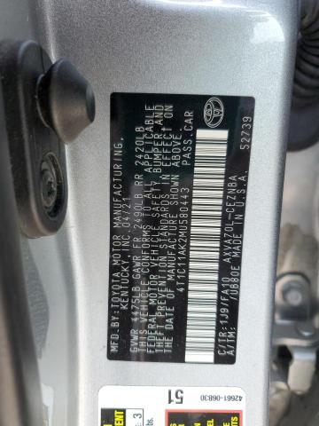 4T1C11AK2MU580443 - 2021 TOYOTA CAMRY LE SILVER photo 12