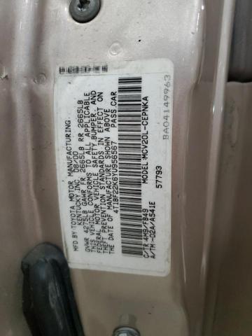 4T1BF22K6YU956567 - 2000 TOYOTA CAMRY LE BEIGE photo 12