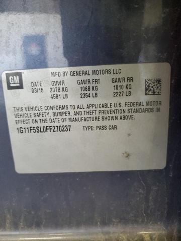 1G11F5SL0FF270237 - 2015 CHEVROLET MALIBU LTZ ტალღისფერი ფოტო 12
