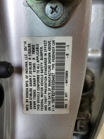 19XFB2F55EE054427 - 2014 HONDA CIVIC LX SILVER photo 13