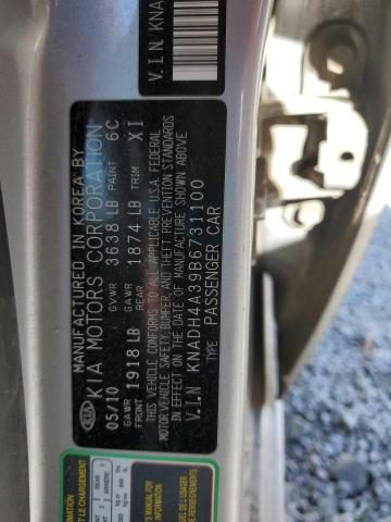 KNADH4A39B6731100 - 2011 KIA RIO BASE SILVER photo 12