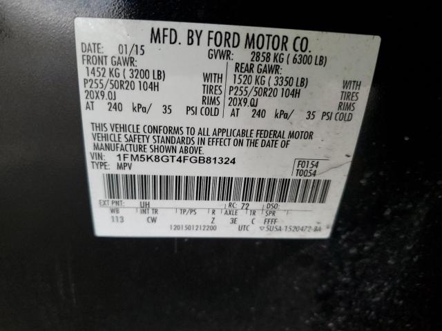 1FM5K8GT4FGB81324 - 2015 FORD EXPLORER SPORT BLACK photo 14