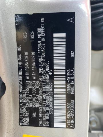 5TDJKRFH8FS216622 - 2015 TOYOTA HIGHLANDER XLE Bej foto 14