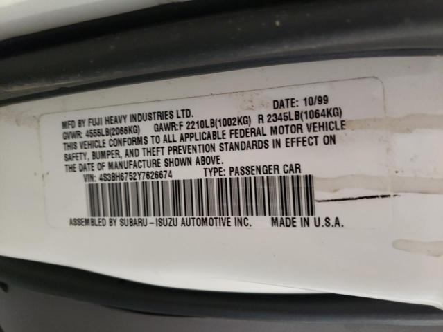 4S3BH6752Y7626674 - 2000 SUBARU LEGACY OUTBACK AWP 白色 照片 12