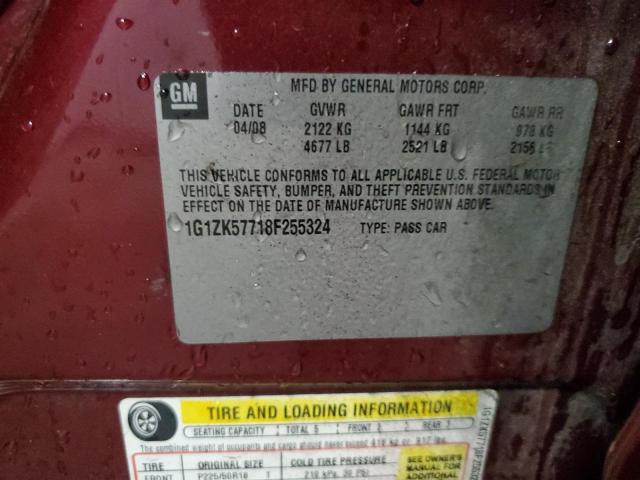 1G1ZK57718F255324 - 2008 CHEVROLET MALIBU LTZ Tünd qırmızı foto 10