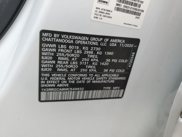1V2RR2CA8MC549932 - 2021 VOLKSWAGEN ATLAS SE Blanco foto 13