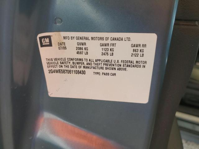 2G4WE587061108430 - 2006 BUICK LACROSSE CXS BLUE photo 12