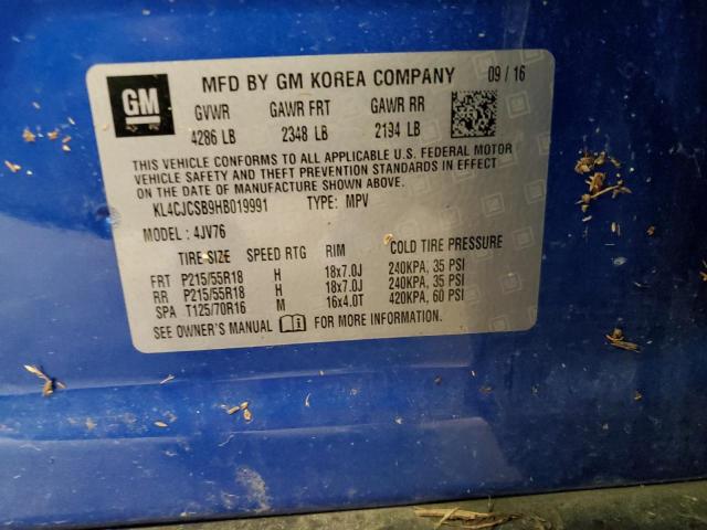 KL4CJCSB9HB019991 - 2017 BUICK ENCORE ESSENCE BLUE photo 13