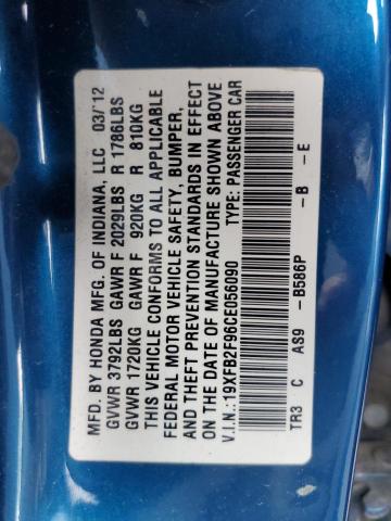 19XFB2F96CE056090 - 2012 HONDA CIVIC EXL BLUE photo 12
