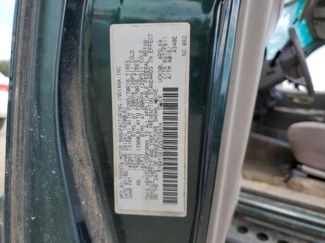 5TBRT38122S329434 - 2002 TOYOTA TUNDRA ACCESS CAB LIMITED GREEN photo 12