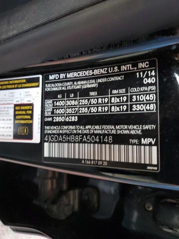 4JGDA5HB8FA504148 - 2015 MERCEDES-BENZ ML 350 4MATIC BLACK photo 13