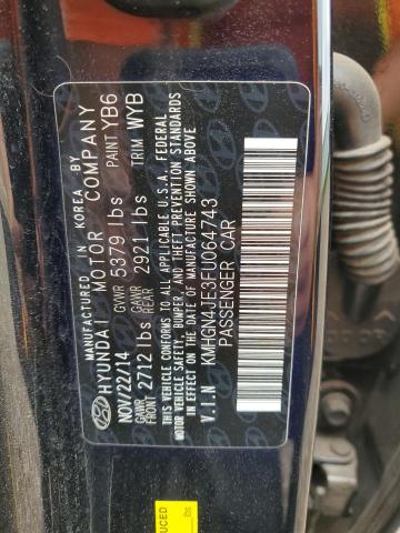 KMHGN4JE3FU064743 - 2015 HYUNDAI GENESIS 3.8L შავი ფოტო 12