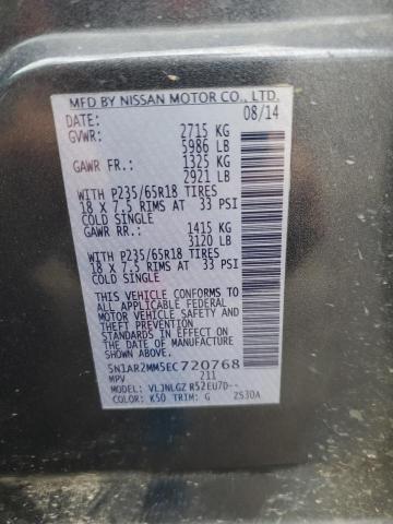 5N1AR2MM5EC720768 - 2014 NISSAN PATHFINDER S 蓝色 照片 14