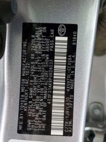 4T1F31AK8PU608032 - 2023 TOYOTA CAMRY XLE Plata foto 12
