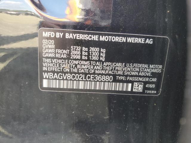 WBAGV8C02LCE36880 - 2020 BMW M850XI BLACK photo 13