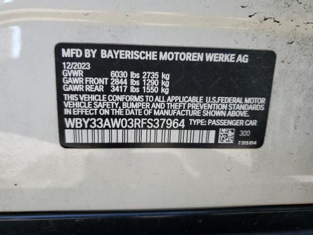 WBY33AW03RFS37964 - 2024 BMW I4 M50 WHITE photo 12