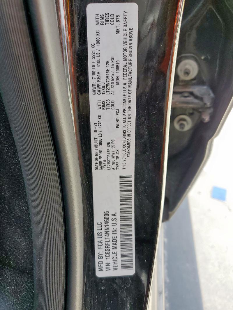 1C6SRFLT4NN146006 - 2022 RAM 1500 REBEL 黑色 照片 12