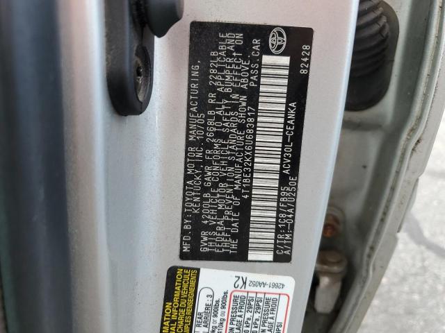 4T1BE32KX6U683817 - 2006 TOYOTA CAMRY LE SILVER photo 12