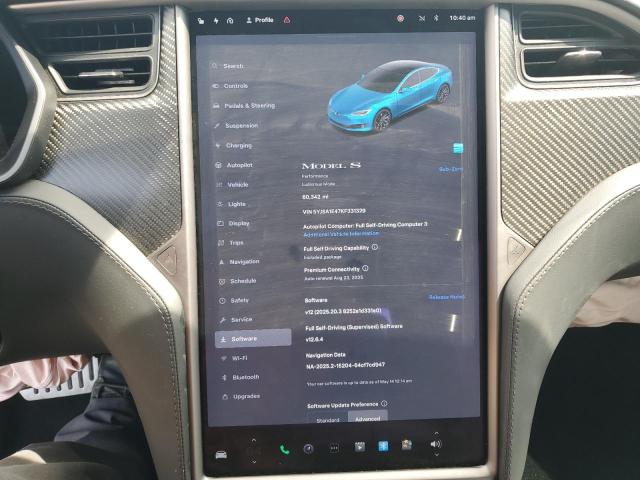 5YJSA1E47KF331329 - 2019 TESLA MODEL S Կապույտ լուսանկար 9