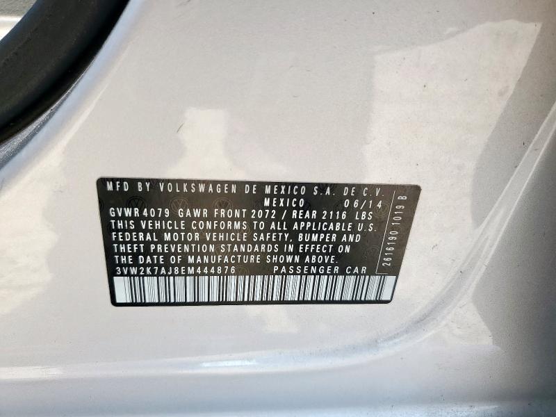 3VW2K7AJ8EM444876 - 2014 VOLKSWAGEN JETTA BASE SILVER photo 12
