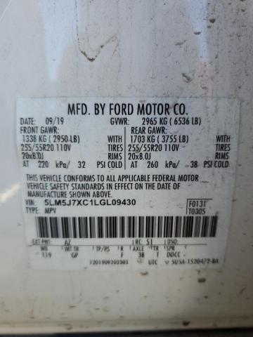 5LM5J7XC1LGL09430 - 2020 LINCOLN AVIATOR RESERVE Beyaz fotoğraf 13