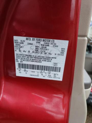 1FMCU03138KA82405 - 2008 FORD ESCAPE XLT RED photo 12