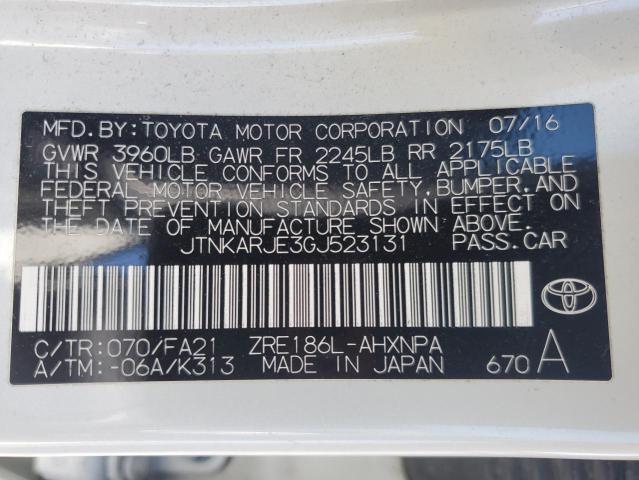 JTNKARJE3GJ523131 - 2016 TOYOTA SCION IM 白色 照片 12