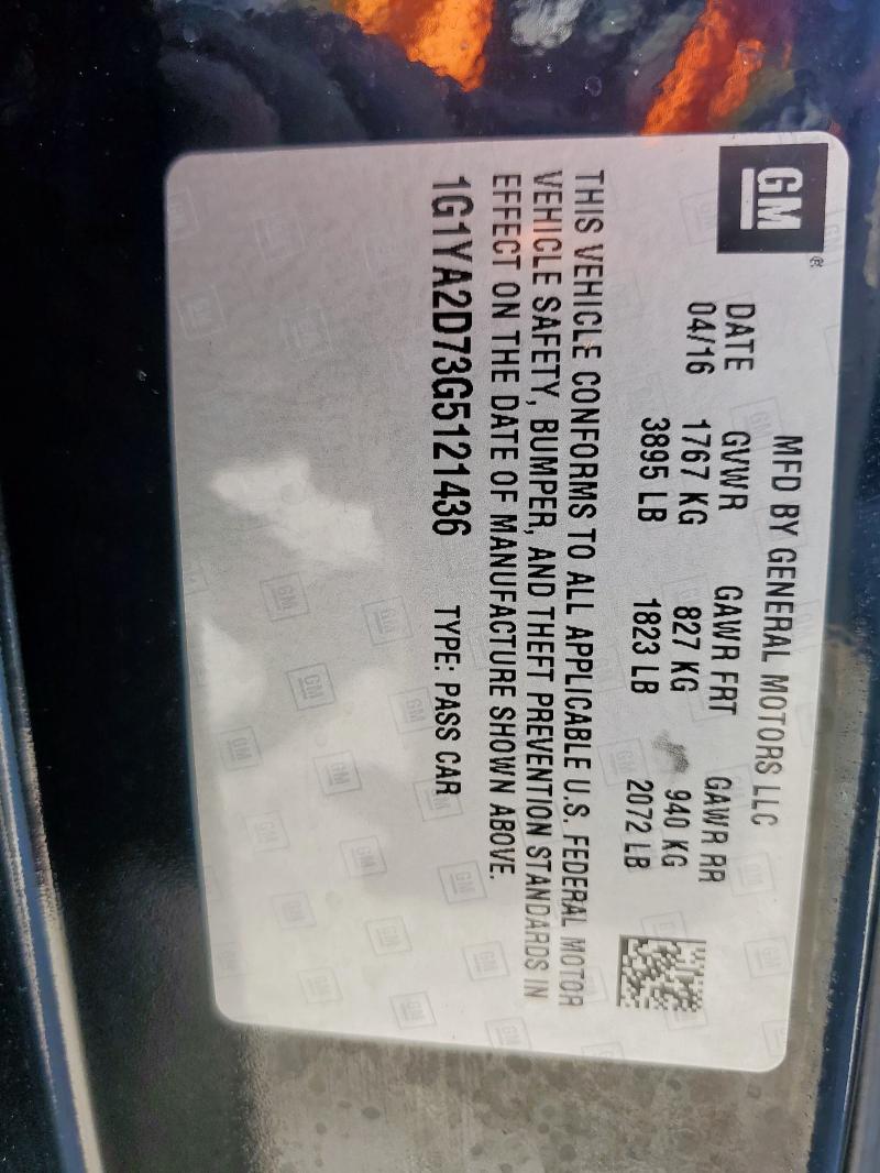 1G1YA2D73G5121436 - 2016 CHEVROLET CORVETTE STINGRAY 1LT BLACK photo 12