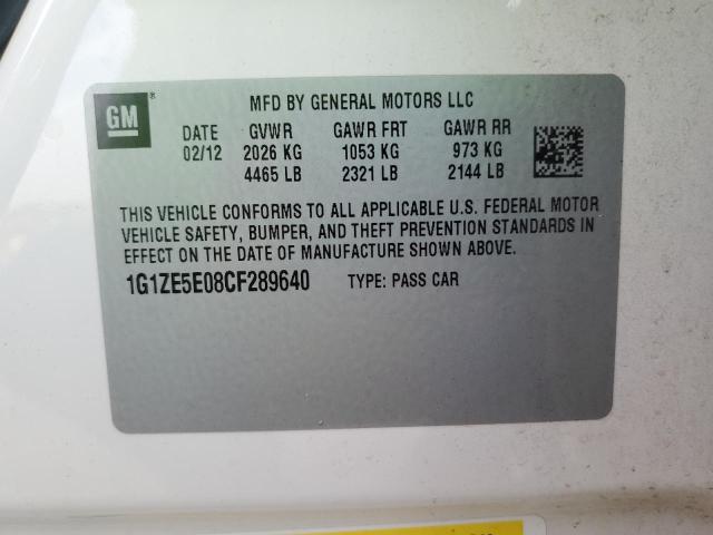 1G1ZE5E08CF289640 - 2012 CHEVROLET MALIBU LTZ თეთრი ფოტო 12