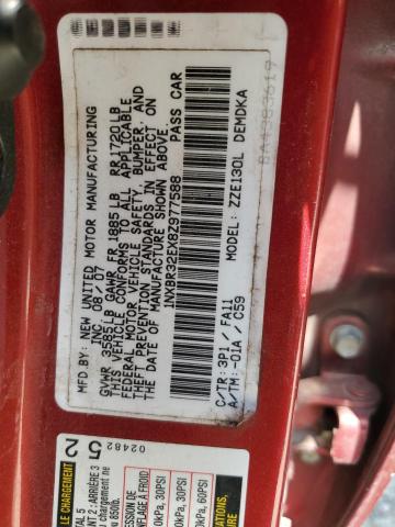 1NXBR32EX8Z977588 - 2008 TOYOTA COROLLA CE 红色 照片 12