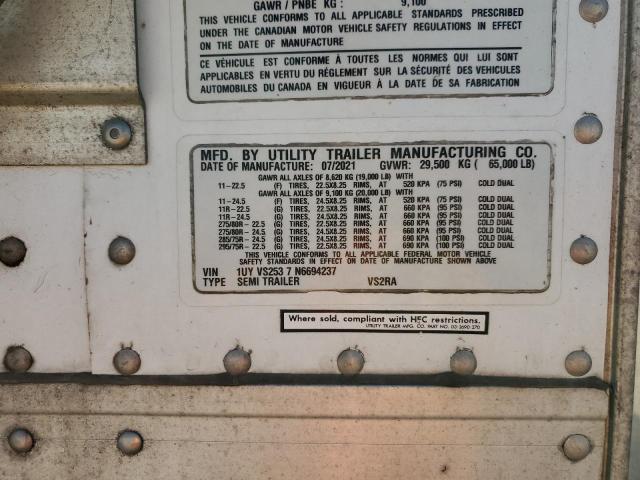 1UYVS2537N6694237 - 2022 UTILITY VS2RA WHITE photo 10