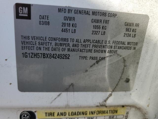 1G1ZH57BX84249262 - 2008 CHEVROLET MALIBU 1LT 白色 照片 12