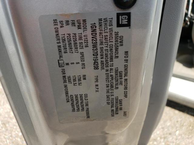 1GNDV23W37D194208 - 2007 CHEVROLET UPLANDER LS 银色 照片 13