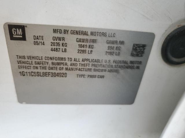 1G11C5SL8EF304920 - 2014 CHEVROLET MALIBU 1LT 白色 照片 12