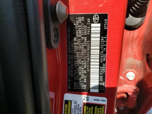 4T1T11AK5PU166075 - 2023 TOYOTA CAMRY SE NIGHT SHADE RED photo 12