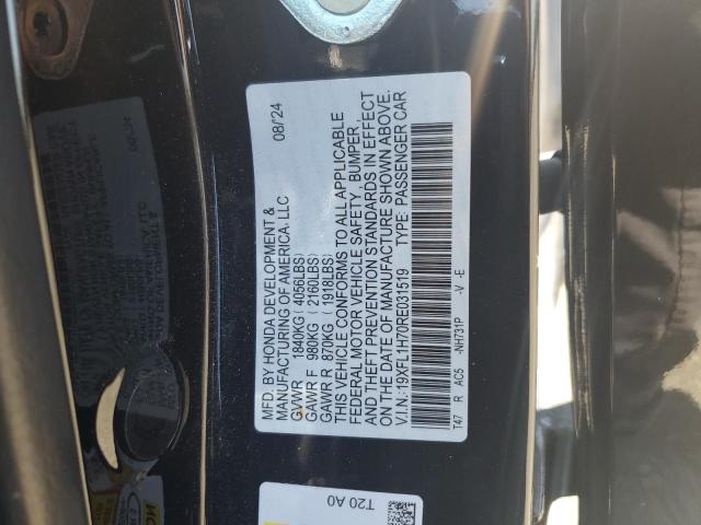 19XFL1H70RE031519 - 2024 HONDA CIVIC EXL შავი ფოტო 12