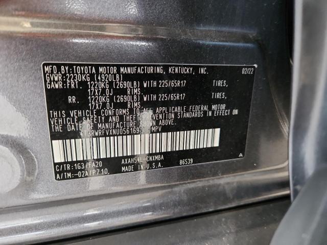 4T3RWRFVXNU056169 - 2022 TOYOTA RAV4 XLE Grau Foto 14