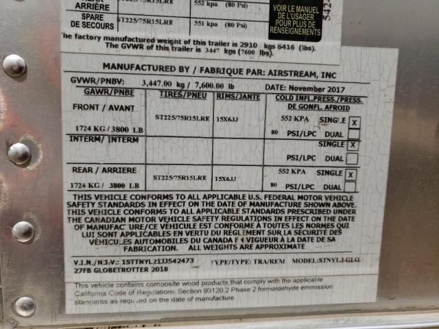 1STTNYL21JJ542473 - 2018 AIRS TRAVEL TRA ვერცხლისფერი ფოტო 10