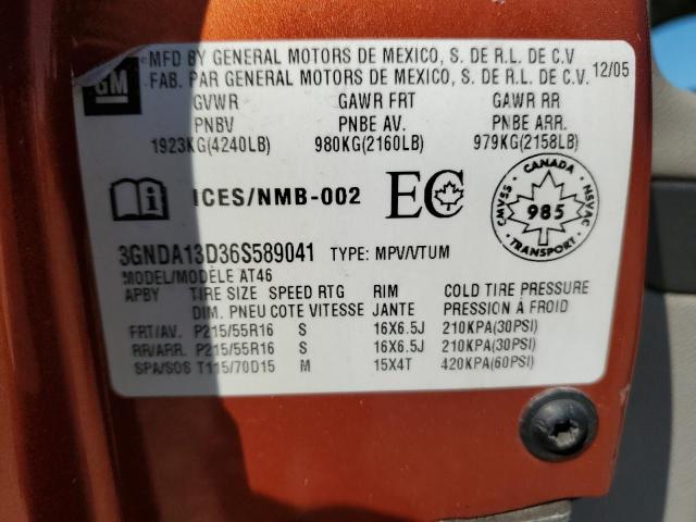3GNDA13D36S589041 - 2006 CHEVROLET HHR LS ORANGE photo 13