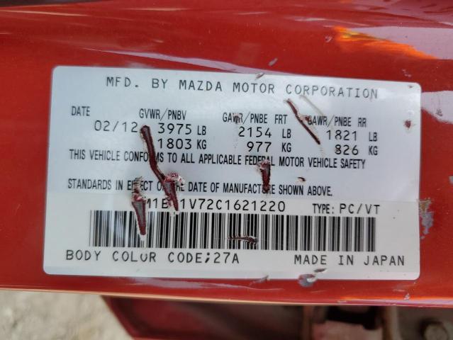 JM1BL1V72C1621220 - 2012 MAZDA 3 I RED photo 12