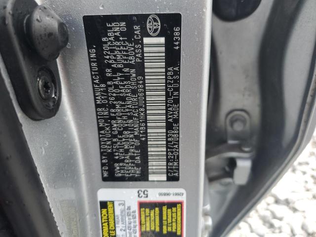 4T1B61HK8JU069849 - 2018 TOYOTA CAMRY XSE Gris photo 12