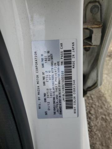 JM1BL1V80C1600388 - 2012 MAZDA 3 I WHITE photo 12