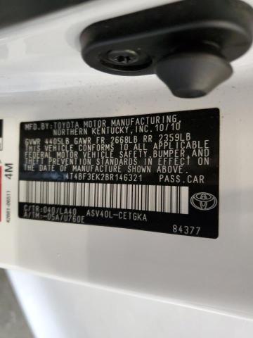 4T4BF3EK2BR146321 - 2011 TOYOTA CAMRY BASE 白色 照片 12